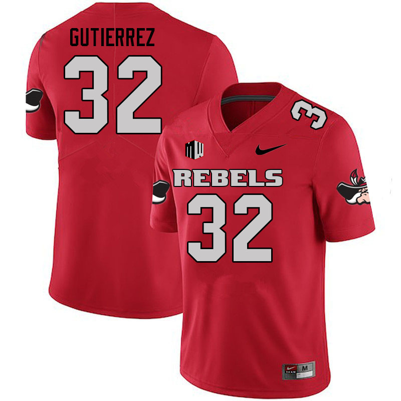 Men #32 Daniel Gutierrez UNLV Rebels College Football Jerseys Sale-Scarlet